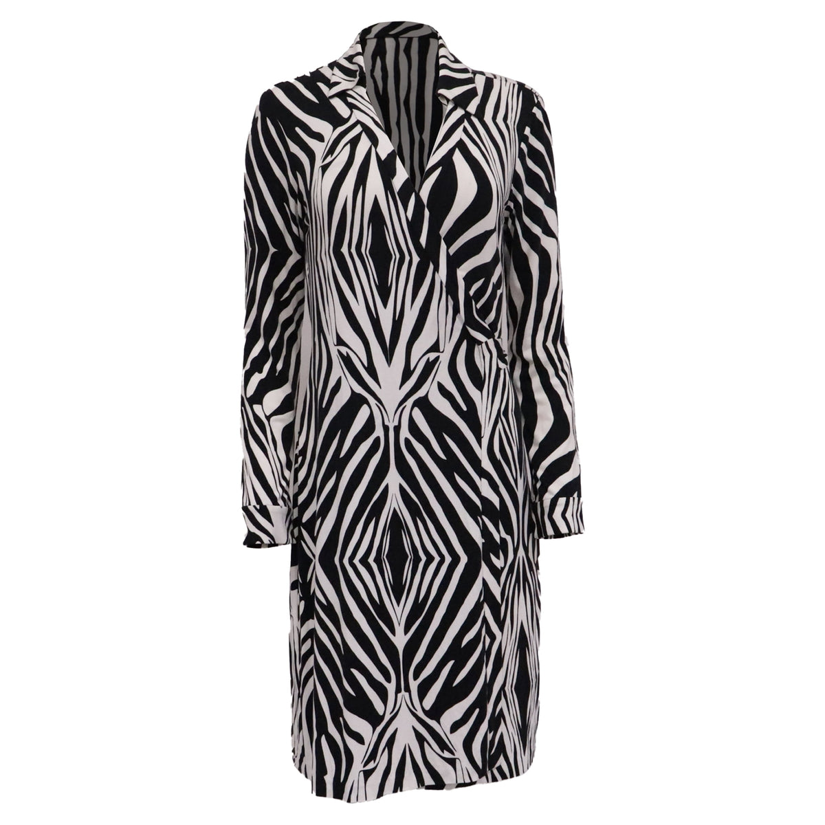 thumbnail image 1 of Pre-Owned Diane Von Furstenberg Zebra-Print Midi Wrap Dress in Multicolor Viscose, 1 of 6