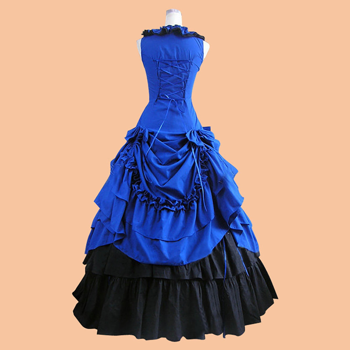 thumbnail image 5 of Women Gothic Dress Halloween 50s 60s Vintage Sleeveless Cocktail Swing Dress 1950s Audrey Rockabilly Prom Party Dress Blue L, 5 of 5