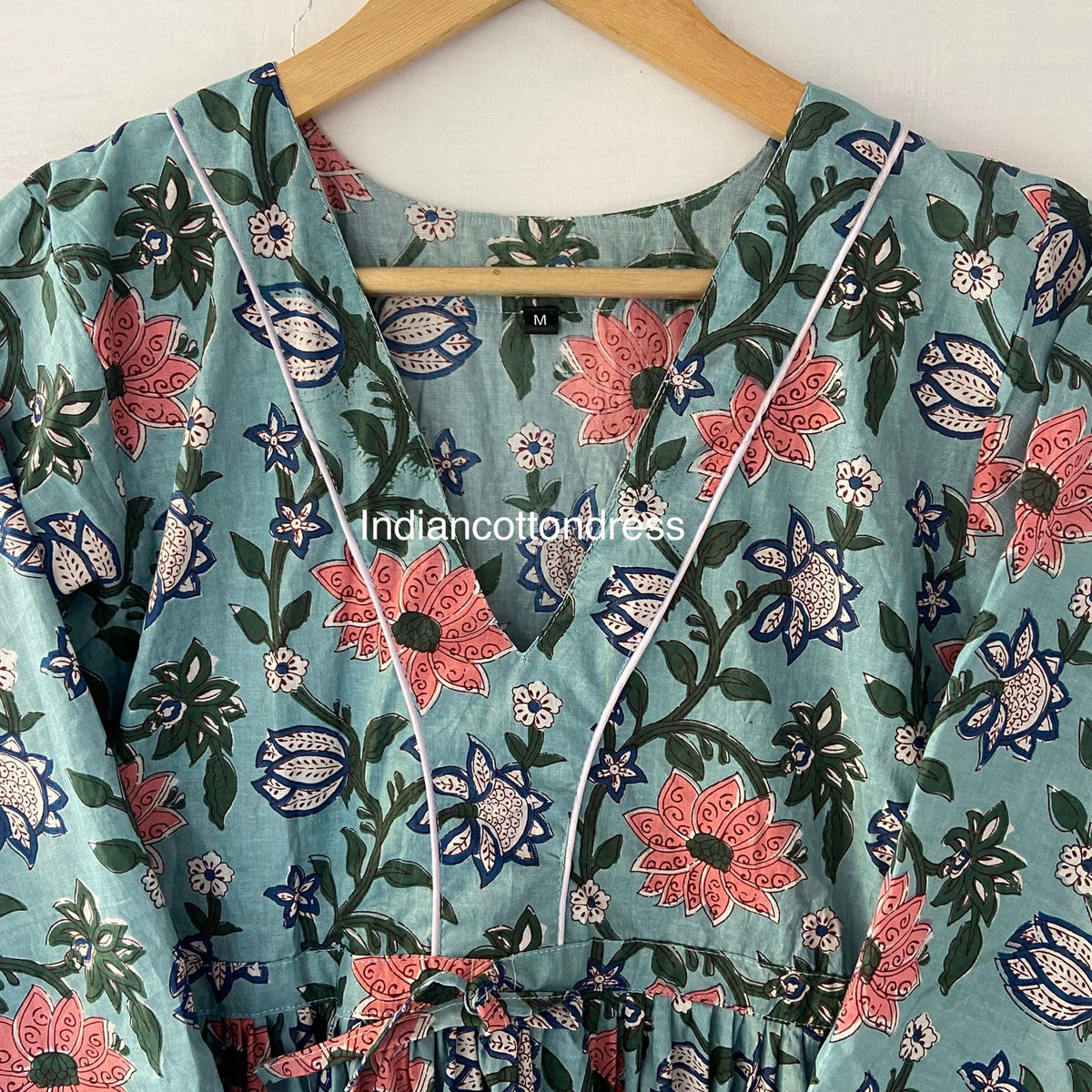 thumbnail image 6 of Handblock Cotton Dress, Floral Dresses,Cotton Long Dress,Blockprint Dress, Party Wear Dresses,Cotton Skater & Circle Dress, Handmade Dresses, 6 of 8