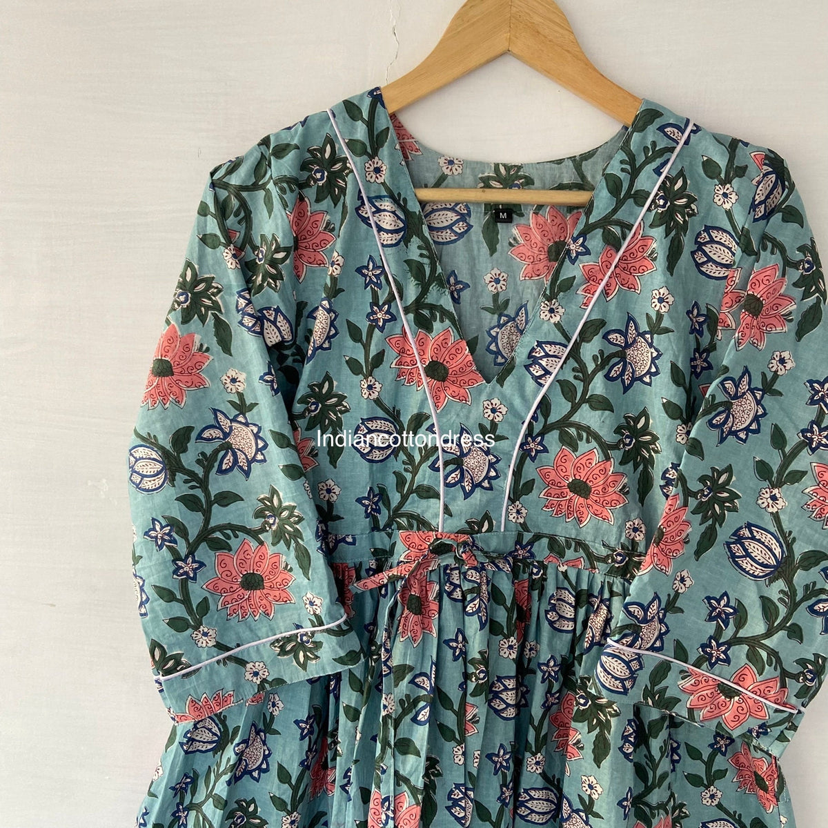 thumbnail image 4 of Handblock Cotton Dress, Floral Dresses,Cotton Long Dress,Blockprint Dress, Party Wear Dresses,Cotton Skater & Circle Dress, Handmade Dresses, 4 of 8