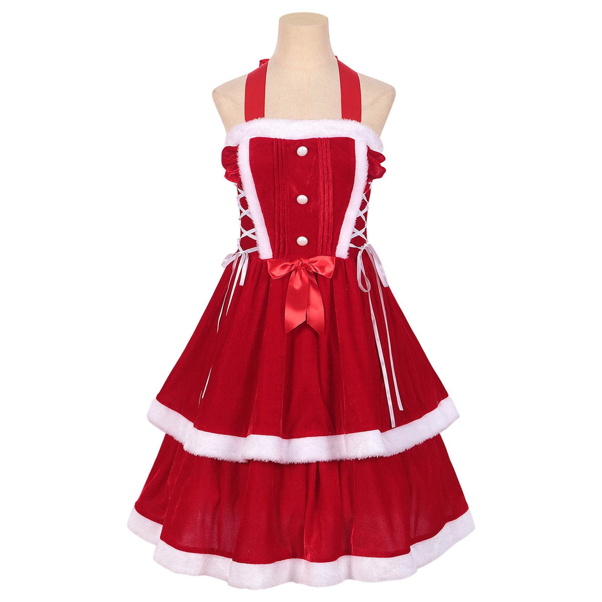 thumbnail image 5 of HEVRJEWJD WomensChristmas Theme Party Cos Stage Christmas Dress Elegant Court Gown for Festive Holiday Performances and Themed Events Red S, 5 of 9