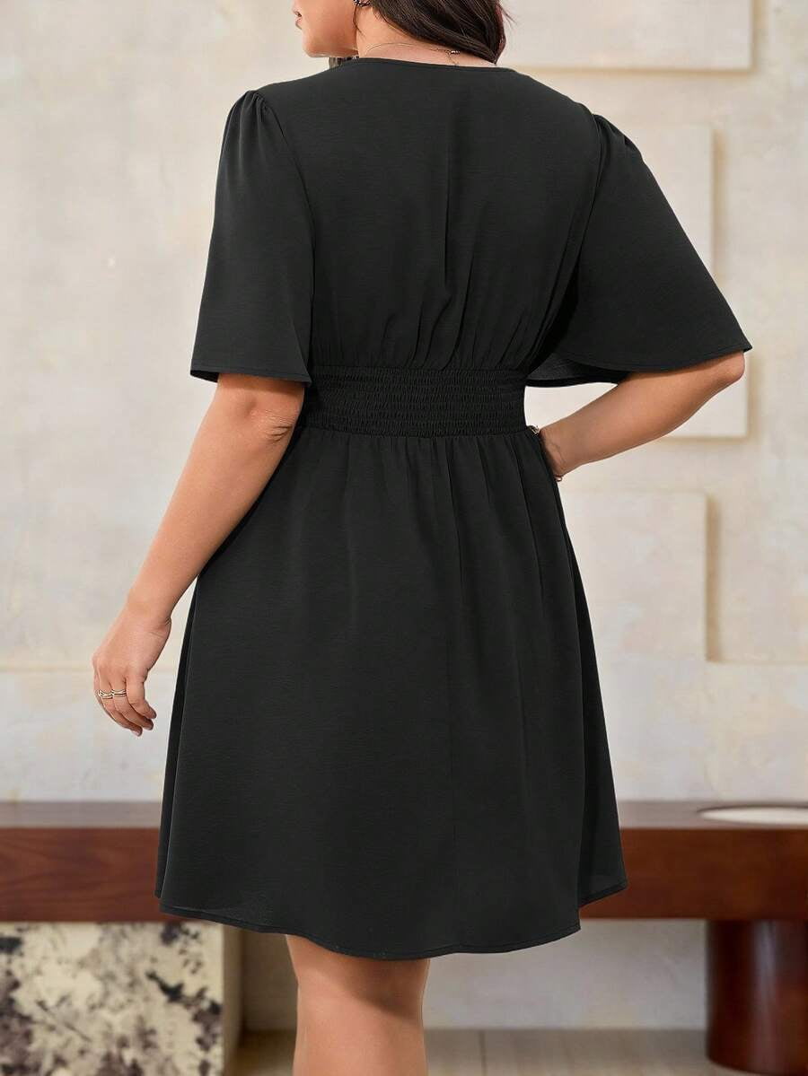 thumbnail image 2 of Black Dress With Twist Waist And Flare Sleeves, 2 of 6