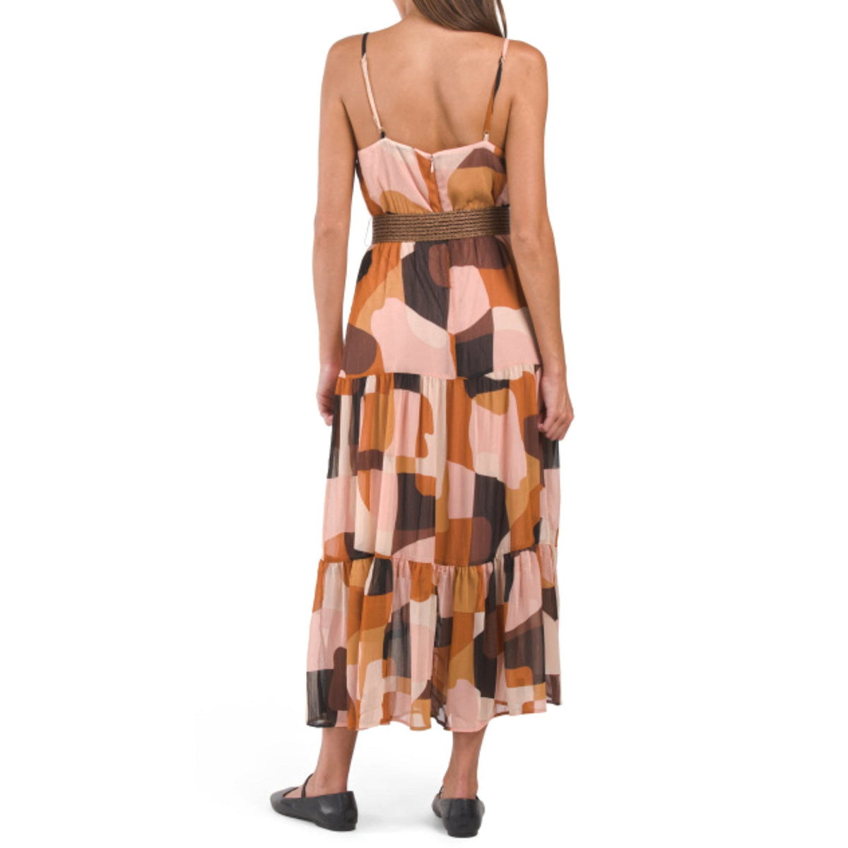 thumbnail image 2 of Anne Klein Women's Jolene Spaghetti Strap Belted Maxi Dress (Brown, 8), 2 of 5