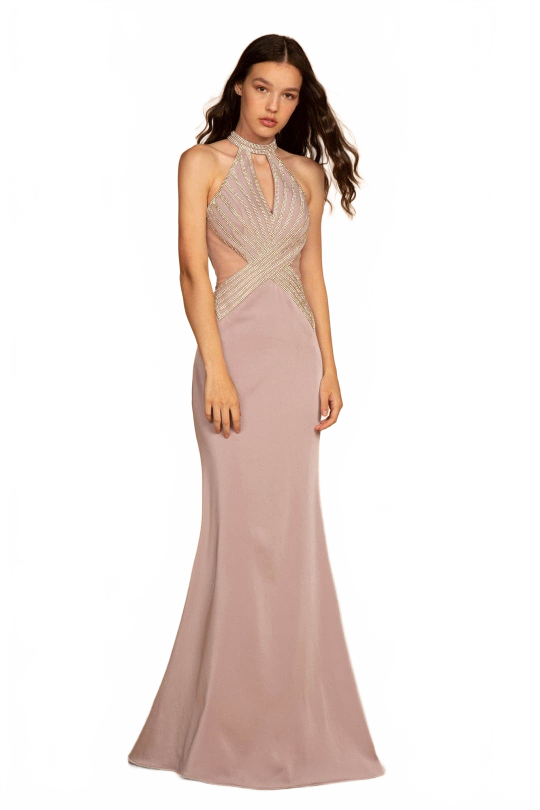 thumbnail image 4 of Women's Elizabeth K Mauve Choker Mermaid Gown Gl2573 Size S, 4 of 4