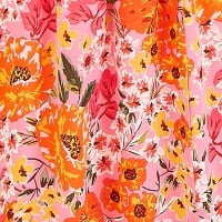 thumbnail image 6 of Yumi Puff Sleeve V-Neck Printed Midi Dress - Pink, 4, 6 of 6