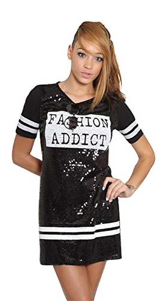 thumbnail image 2 of 2Chique Boutique Women's Black and White Sequins Shirt Dress (small), 2 of 3