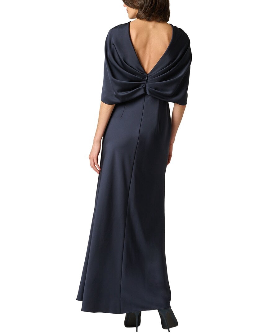 thumbnail image 2 of Aidan Mattox womens Satin Cape Sleeve Long Dress, 4, 2 of 4