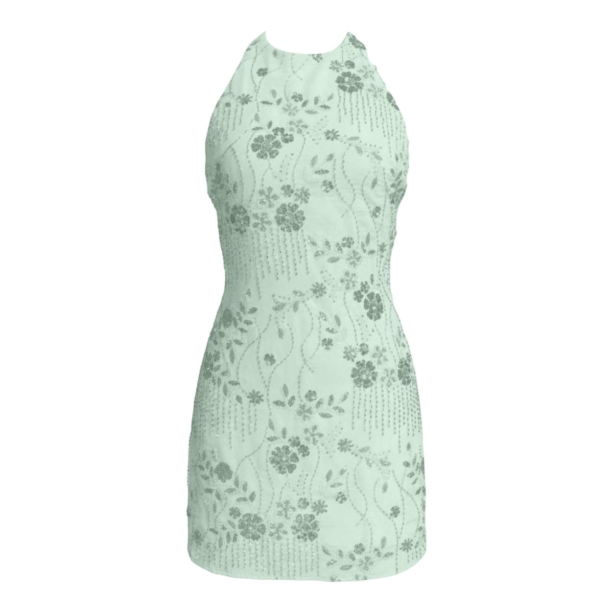 thumbnail image 3 of Puliio Party Dresses for Women Halter Sleeveless Textured Floral Bodycon Mini Evening Dress, 3 of 7