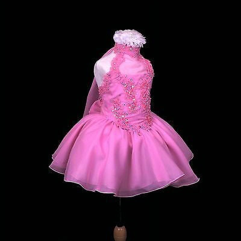 thumbnail image 6 of NEW INFANT BABY TODDLER GIRL PAGEANT FORMAL SHORT DRESS PINK 1-7 YEARS FUCHSIA, 6 of 7