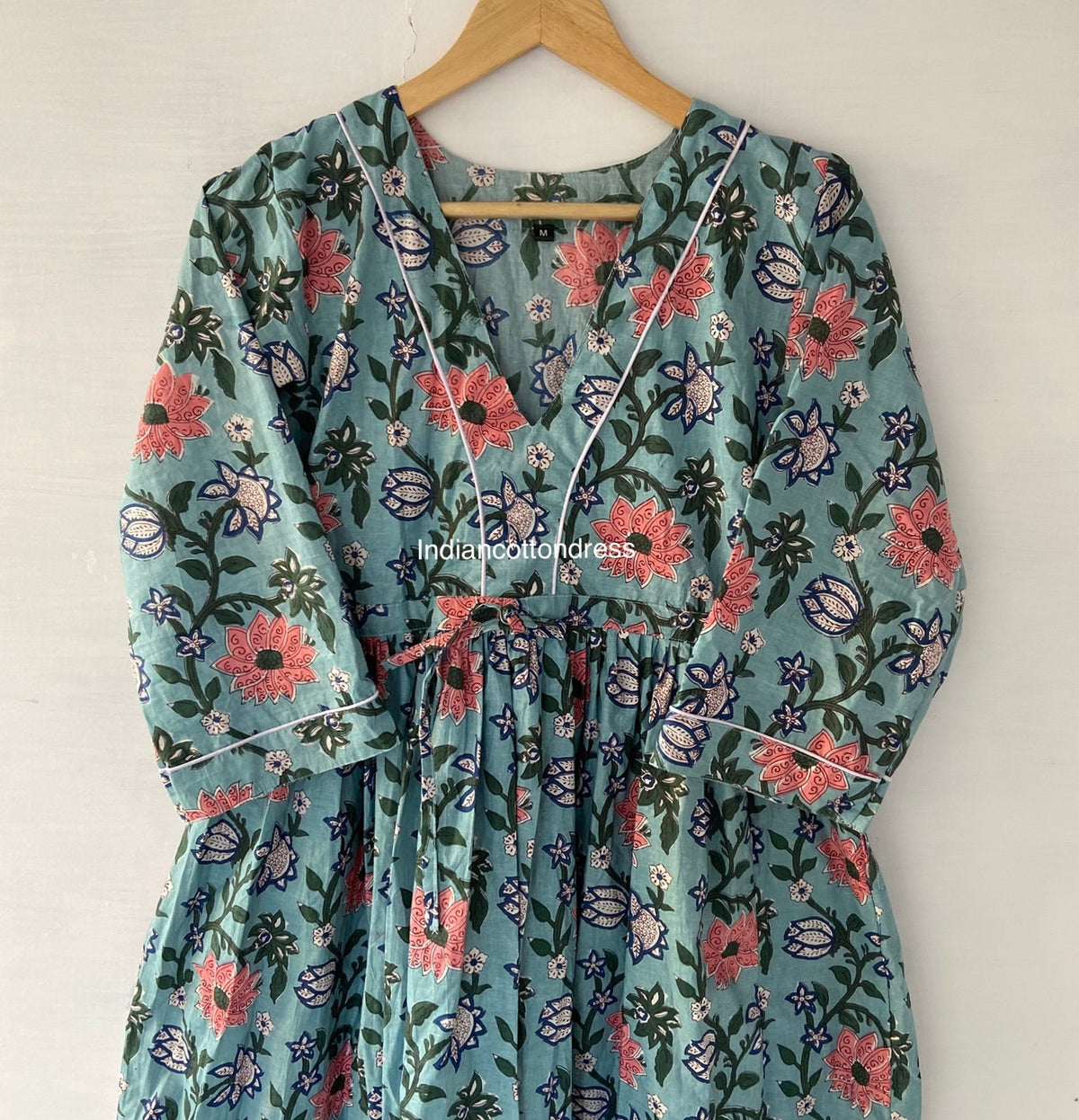 thumbnail image 2 of Handblock Cotton Dress, Floral Dresses,Cotton Long Dress,Blockprint Dress, Party Wear Dresses,Cotton Skater & Circle Dress, Handmade Dresses, 2 of 8