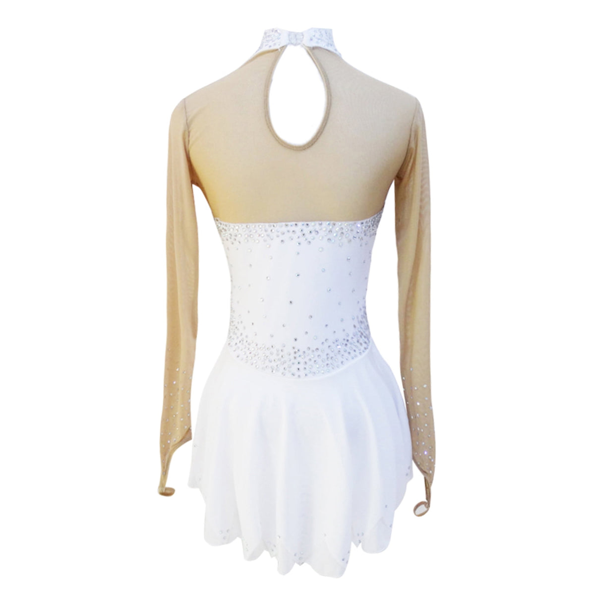 thumbnail image 2 of LIUHUO Customized White Spandex Figure Skating Dress Girls Ladies Embellished with Square Diamonds Scattered Rhinestones, 2 of 8