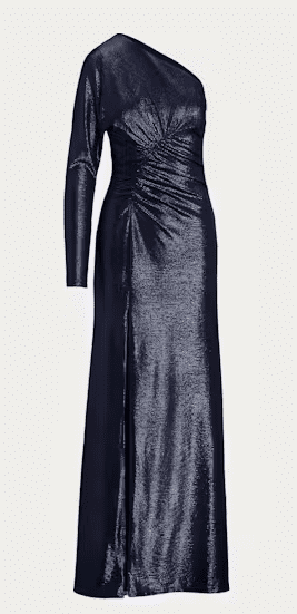 thumbnail image 4 of Ralph Lauren NAVY Women's Metallic Knit One-Shoulder Gown, US 8, 4 of 4