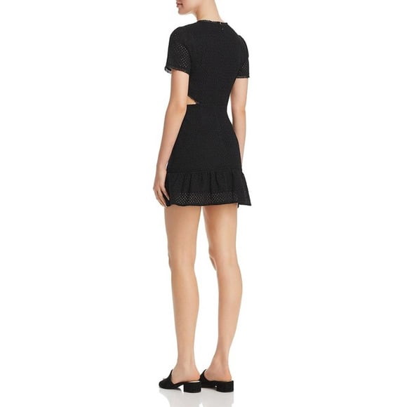 thumbnail image 2 of Lost + Wander Women's Brigitte Eyelet Cutout Flounce Mini Dress - Black - (Large), 2 of 2