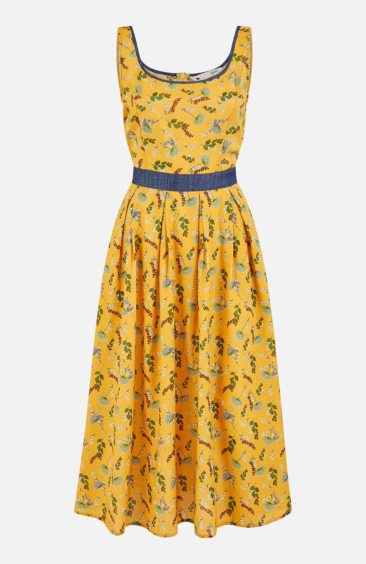 thumbnail image 4 of Yumi Cinched Waist Skater Dress - Yellow, 4, 4 of 5
