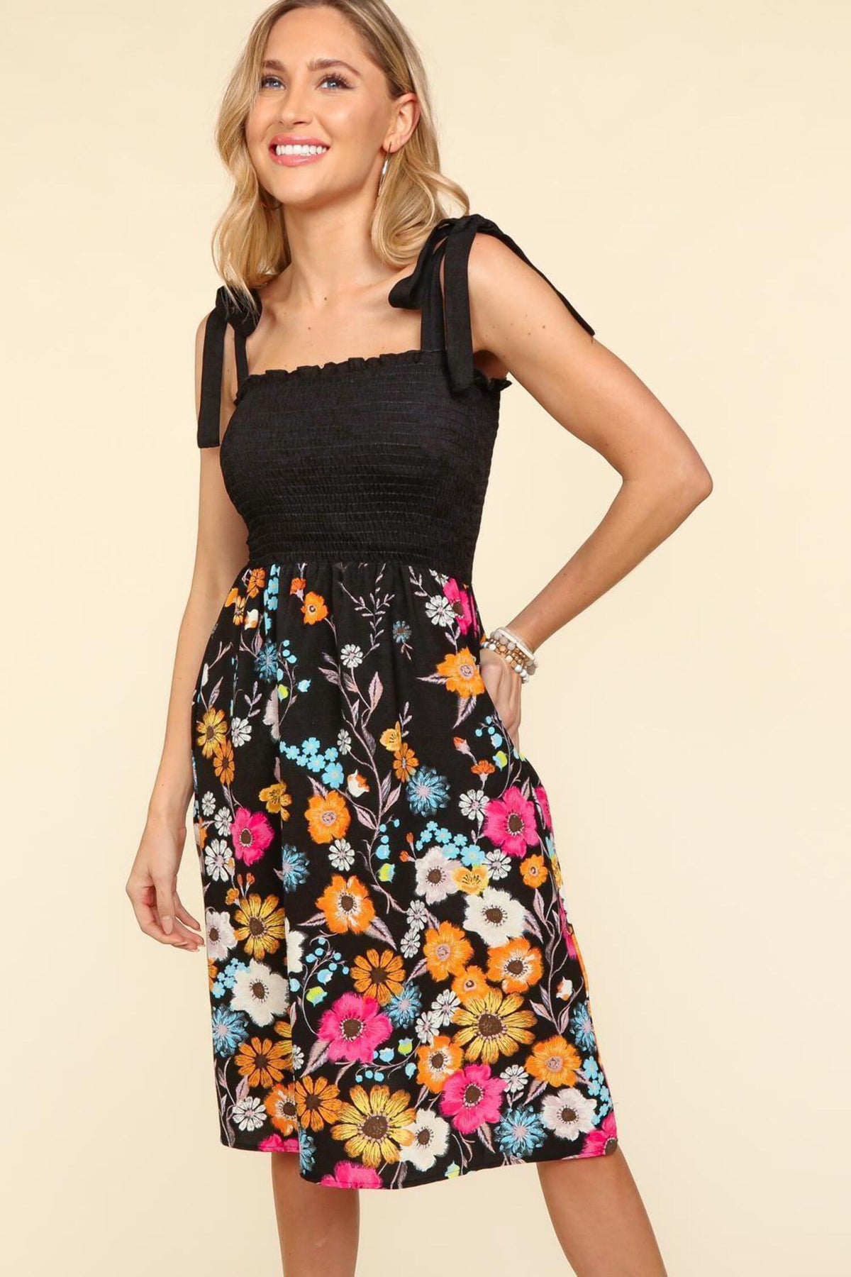 thumbnail image 3 of Haptics Smocked Cami Floral Dress, 3 of 4