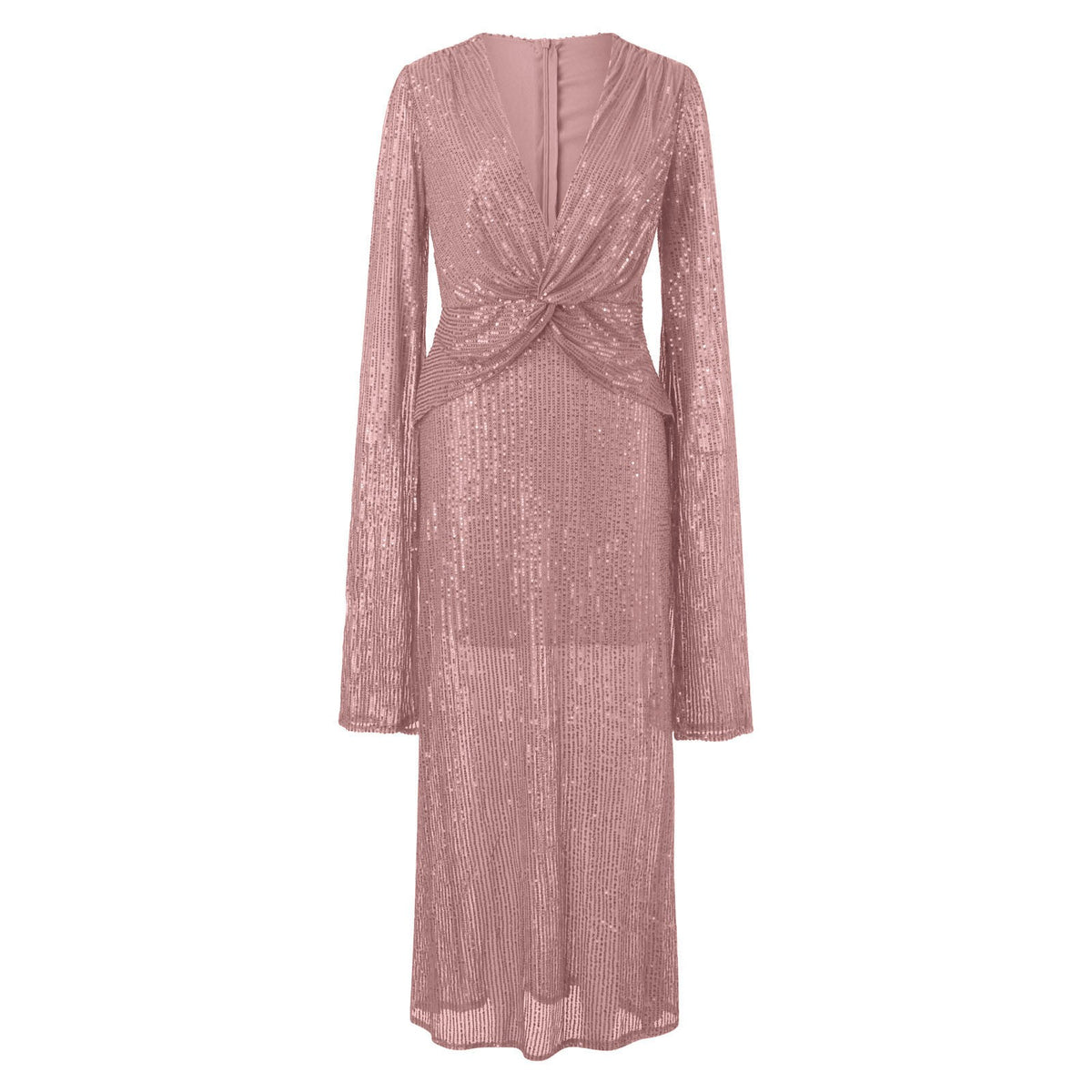 thumbnail image 4 of XIAOCHA Sequin Twist Cape Sleeve Maxi Dress for Women V Neck Ruched Evening Party Long Gown, 4 of 6