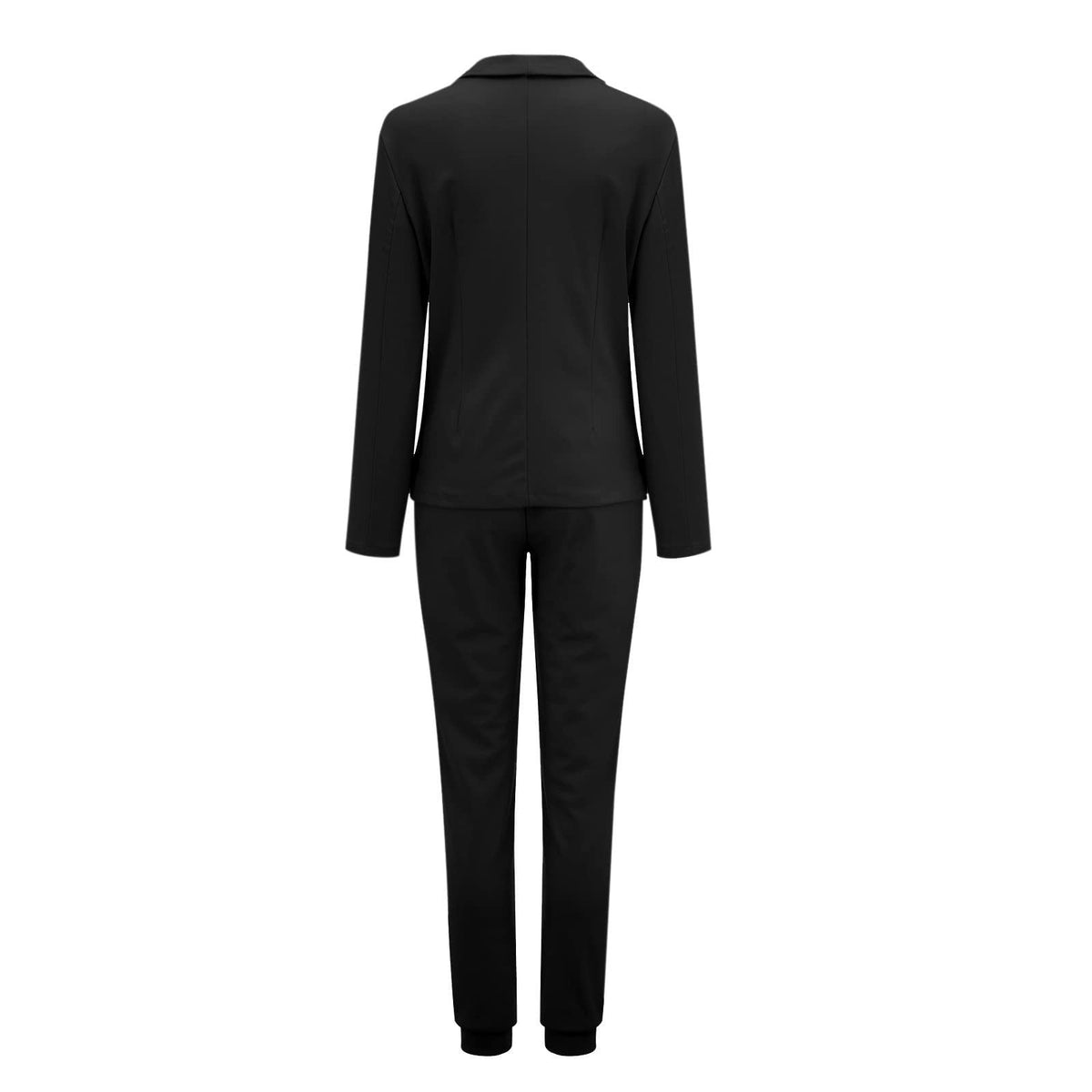 thumbnail image 6 of FAIWAD Womens 2 Piece Suit Open Front Long Sleeve Blazer with Elastic Waist Straight Pant Elegant Blazer Suit (Large, Black), 6 of 6