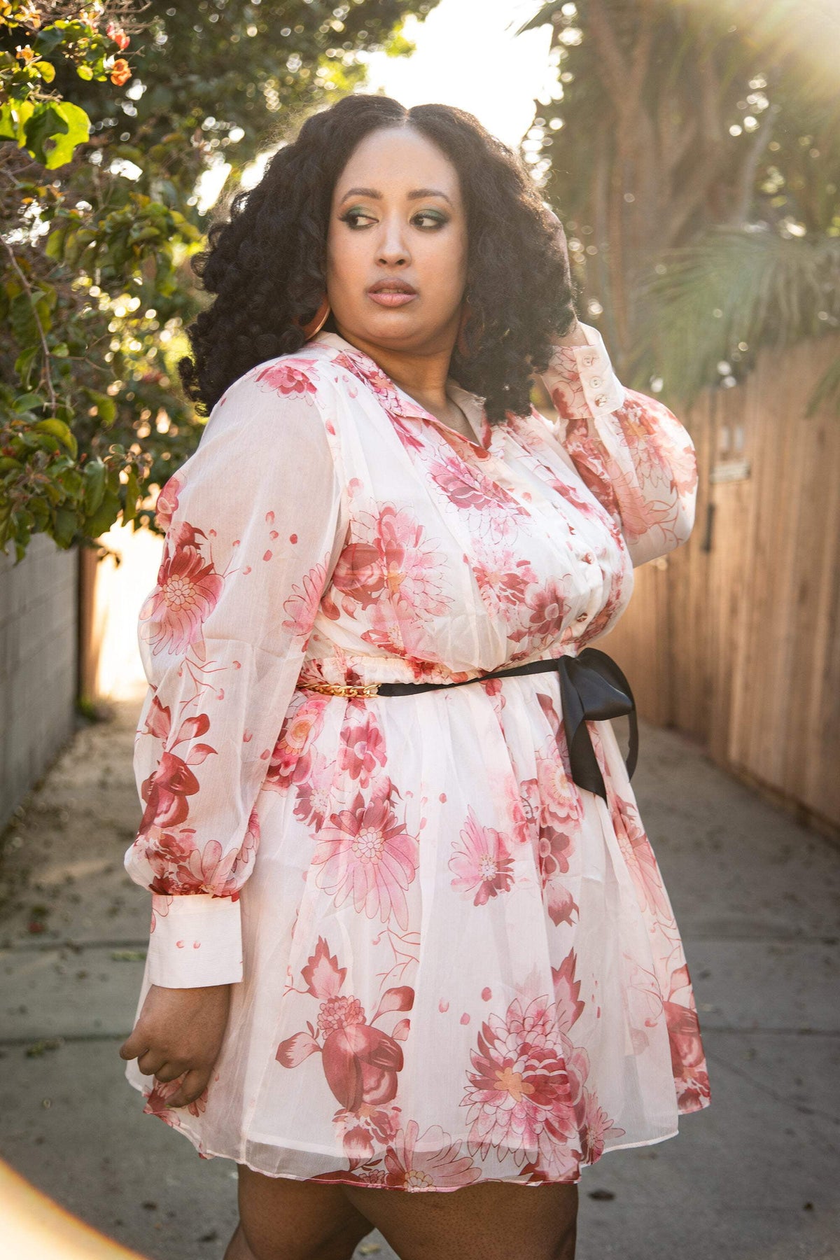thumbnail image 2 of The Sweet Like Ice Cream Chiffon Empire Waist Dress in Floral Print, 2 of 4