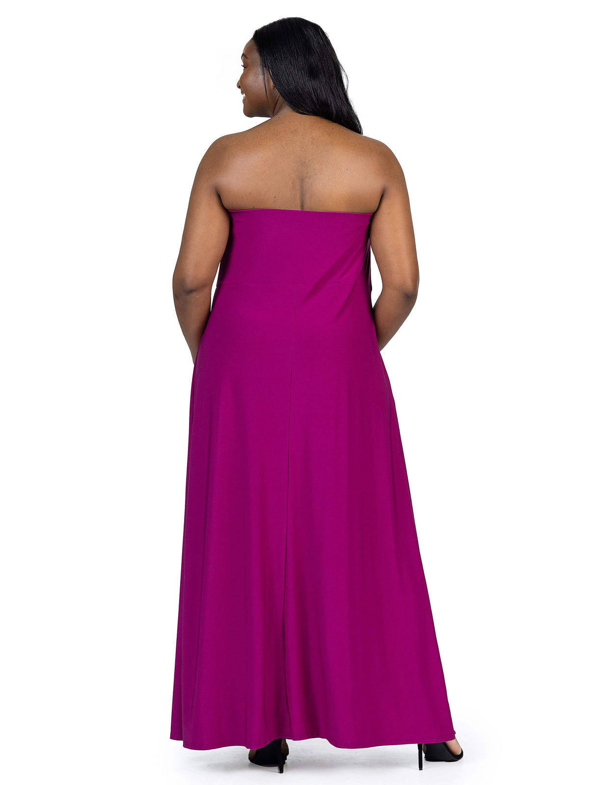 thumbnail image 6 of Plus Size Strapless Pleated Pocket Maxi Dress, 6 of 11