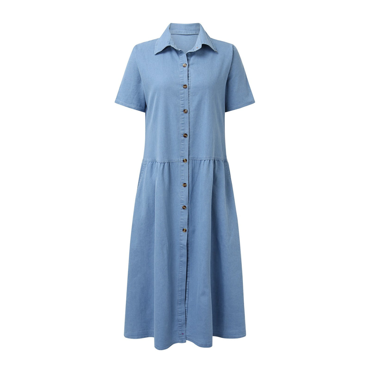 thumbnail image 4 of IDALL Summer Dresses,Denim Dress Women's Fashion Multi Pocket Skirt Skirt Casual Denim Summer Denim Multi Button Women's Dress Casual Dresses,Petite Dresses,Modest Dresses Light Blue Dress S, 4 of 7