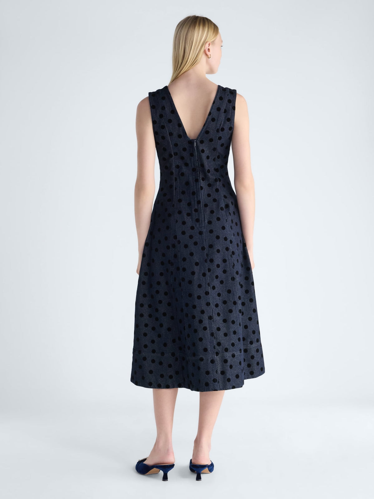 thumbnail image 2 of Free Assembly Women's and Women’s Plus Flocked Denim Midi Dress, Sizes XS-4X, 2 of 4