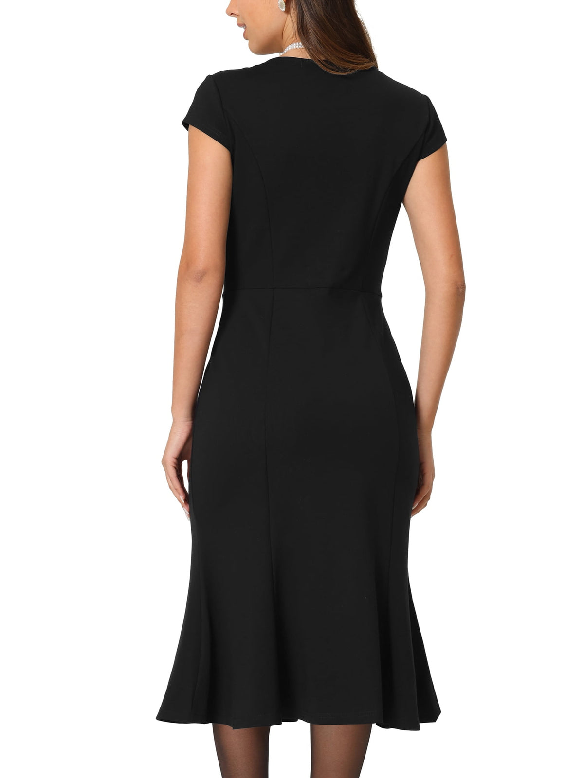 thumbnail image 3 of INSPIRE CHIC Women's Vintage Dresses Cap Sleeve Sweetheart Neck Fishtail Dress, 3 of 6