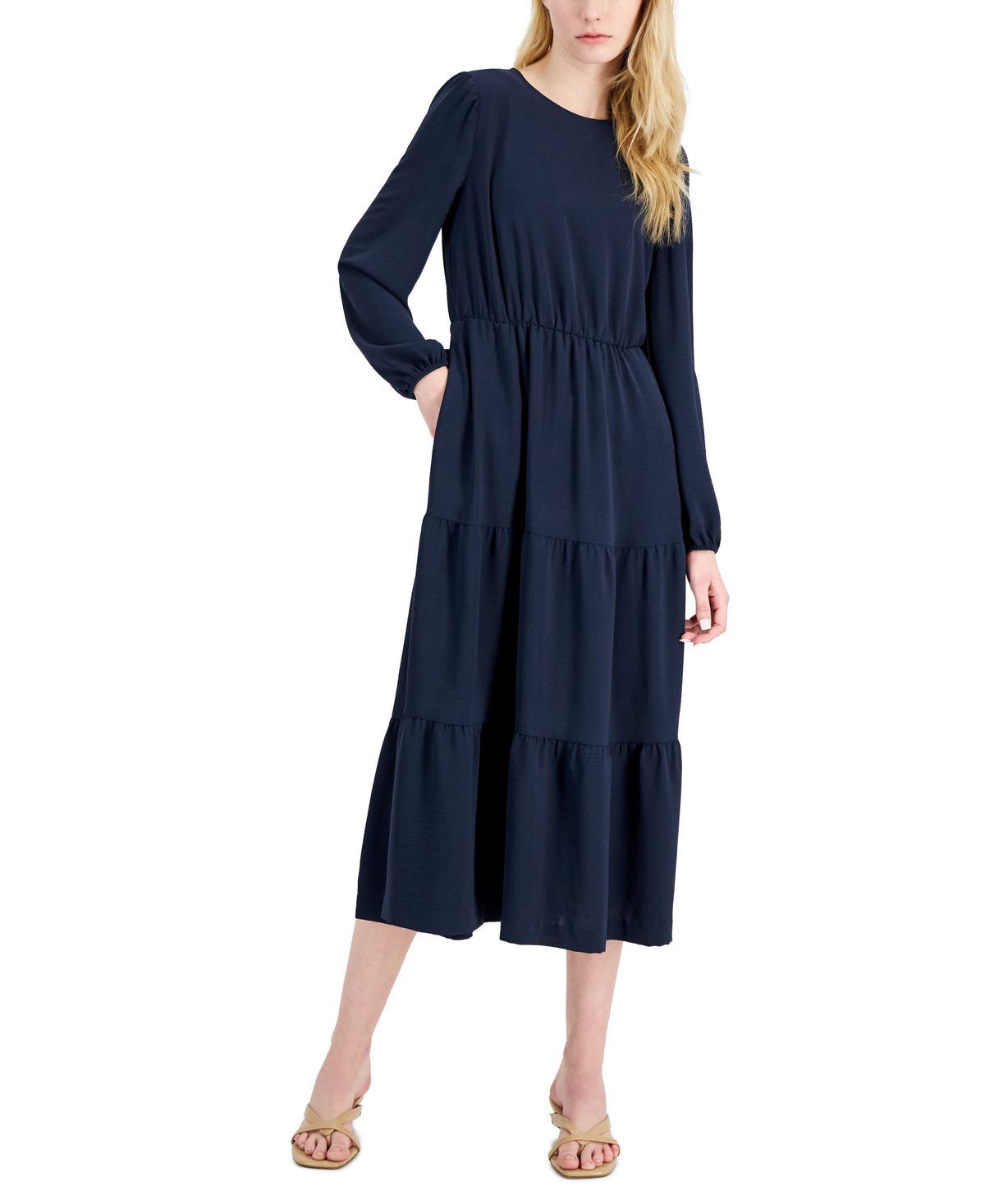 thumbnail image 1 of Alfani Tiered Midi Dress Modern Navy 8, 1 of 1