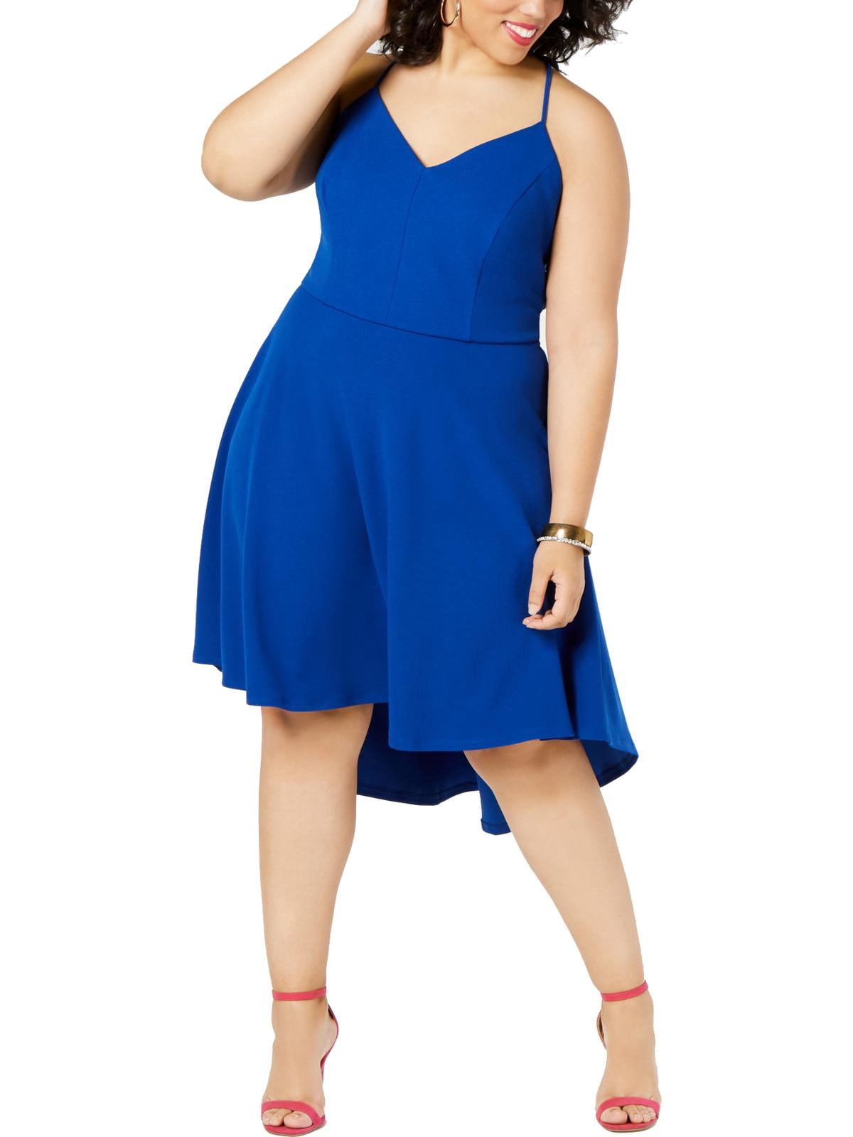 thumbnail image 1 of B. Darlin Womens Plus Lace Back Hi-Low Party Dress, 1 of 2
