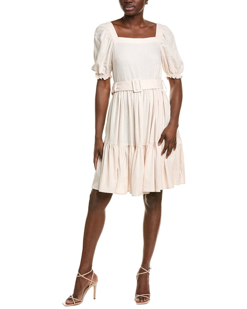 thumbnail image 1 of BGL womens Linen-Blend Mini Dress, 4, White, 1 of 3