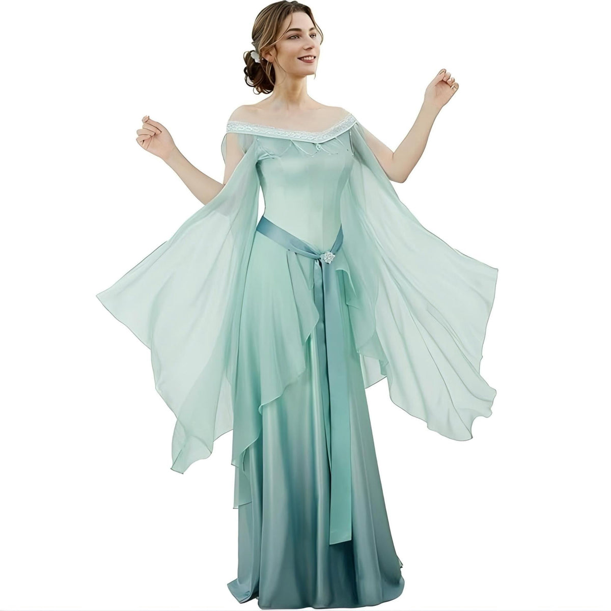 thumbnail image 1 of DAIZBELLA Medieval Renaissance Dress for Women Retro Gradient Strapless Dress, M, 1 of 8