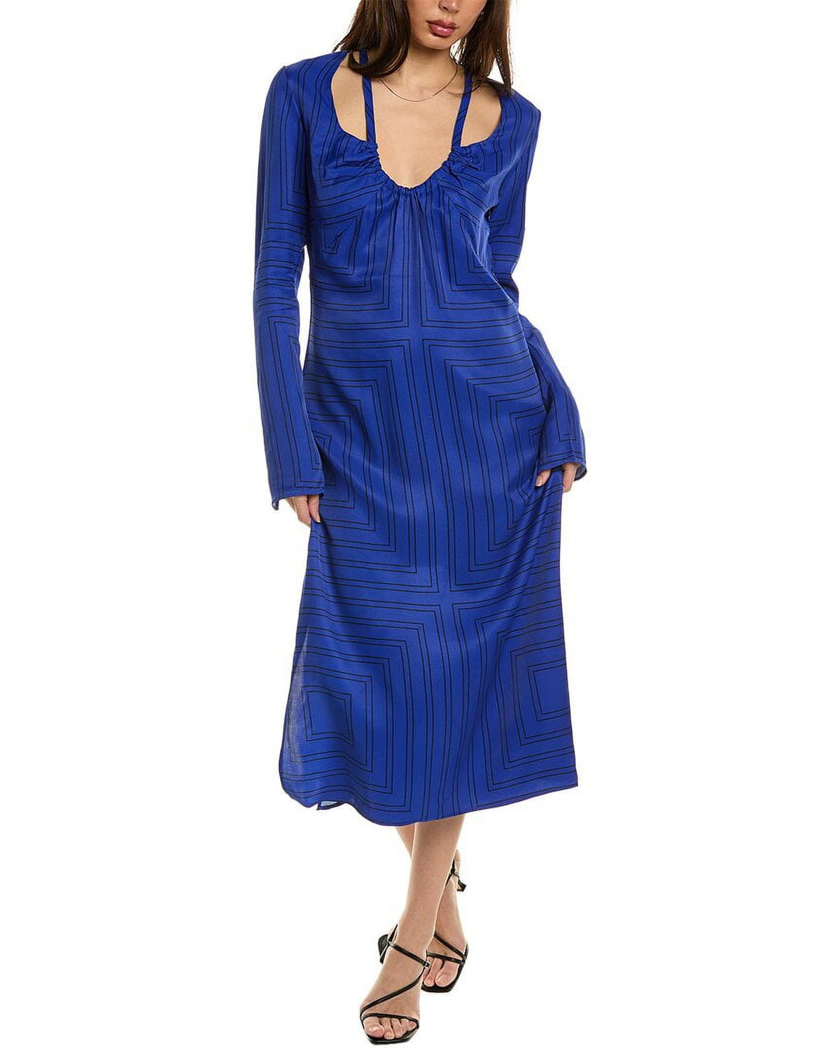 thumbnail image 1 of Equipment womens Vera Midi Dress, 2, Blue, 1 of 4