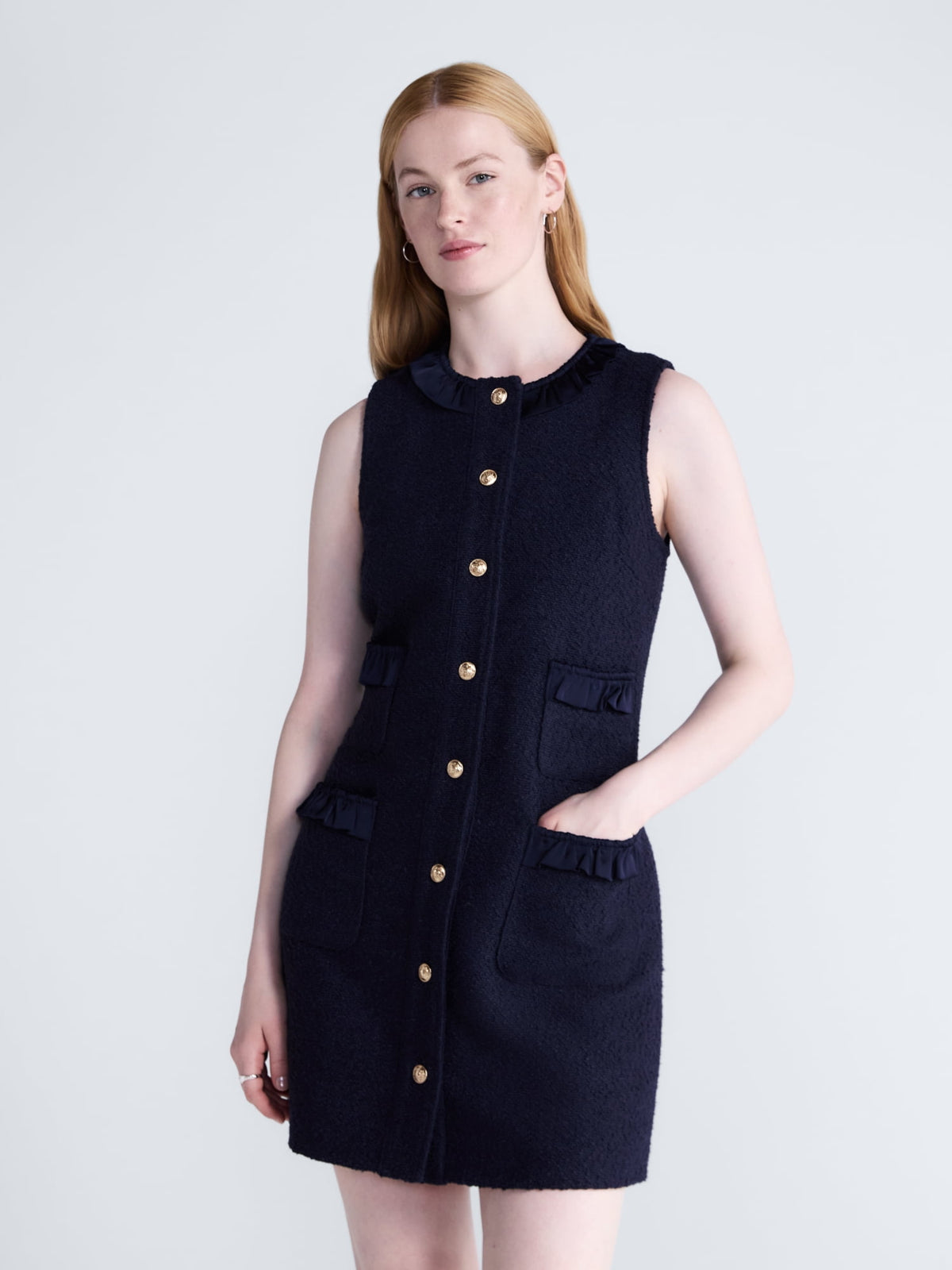 thumbnail image 1 of Free Assembly Women's and Women's Plus Sleeveless Button Front Combo Shift Dress, Sizes XS-4X, 1 of 6