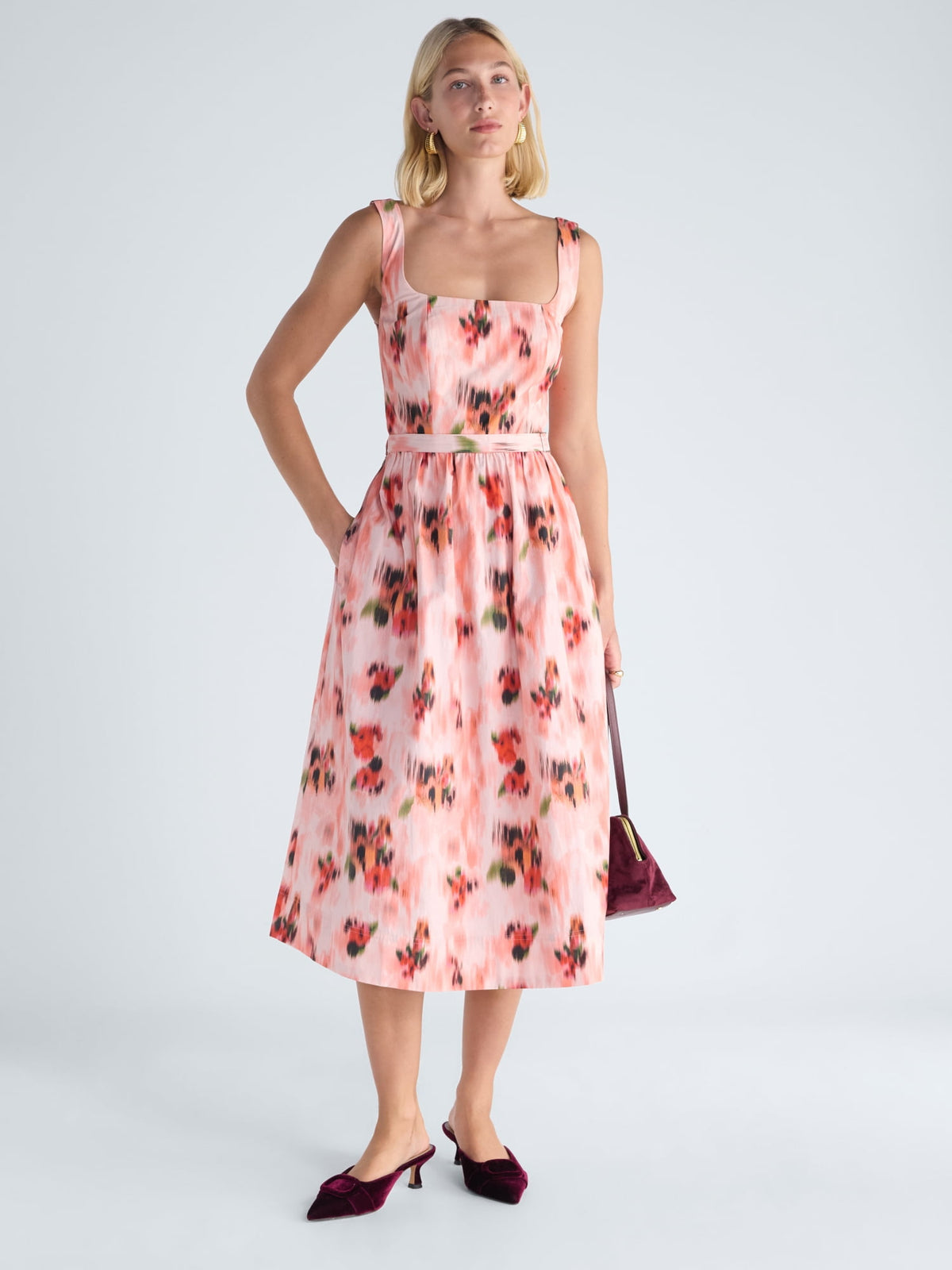 thumbnail image 1 of Free Assembly Women's and Women's Plus Sleeveless Belted Cotton Midi Dress, Sizes XS-4X, 1 of 5