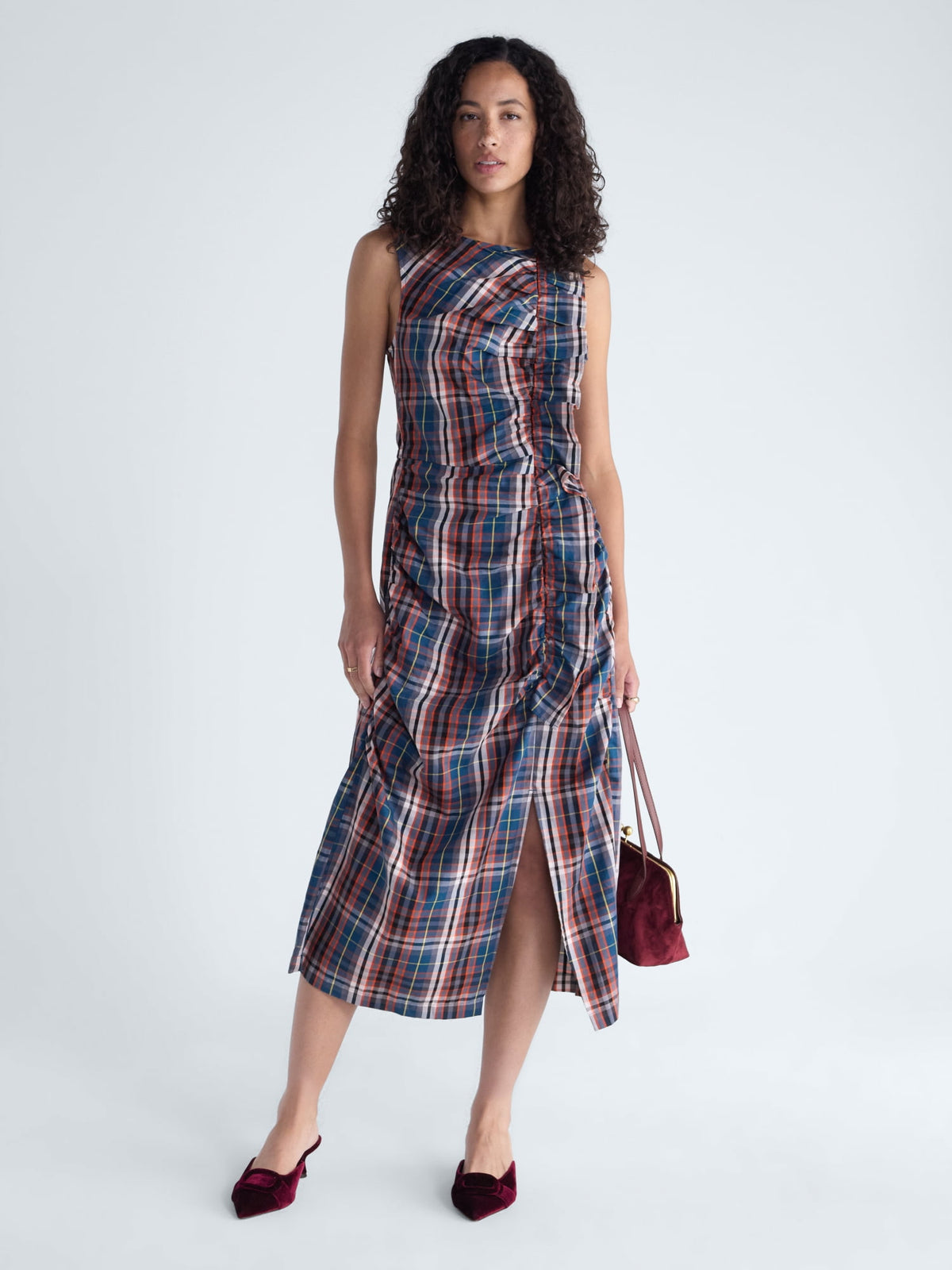 thumbnail image 1 of Free Assembly Women’s and Women's Plus Sleeveless Ruffle Front Midi Dress, Sizes XS-4X, 1 of 5
