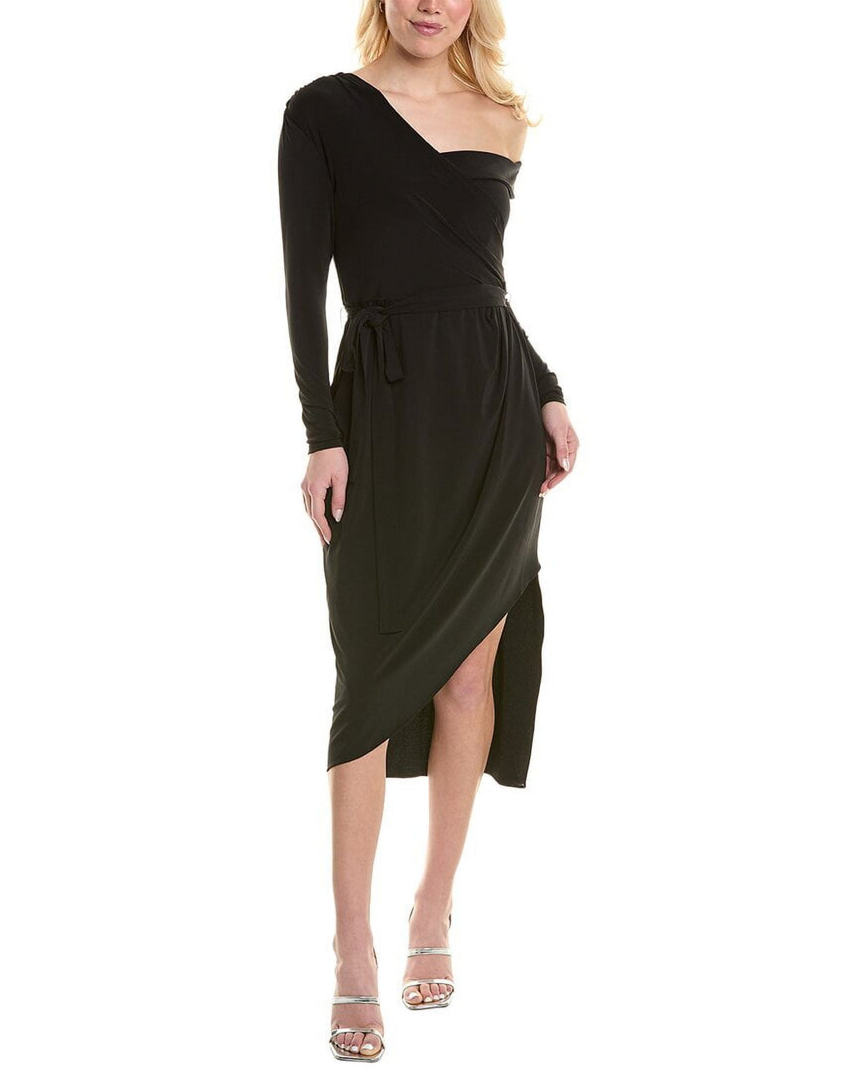 thumbnail image 1 of Halston womens Eden Midi Dress, 0, Black, 1 of 4