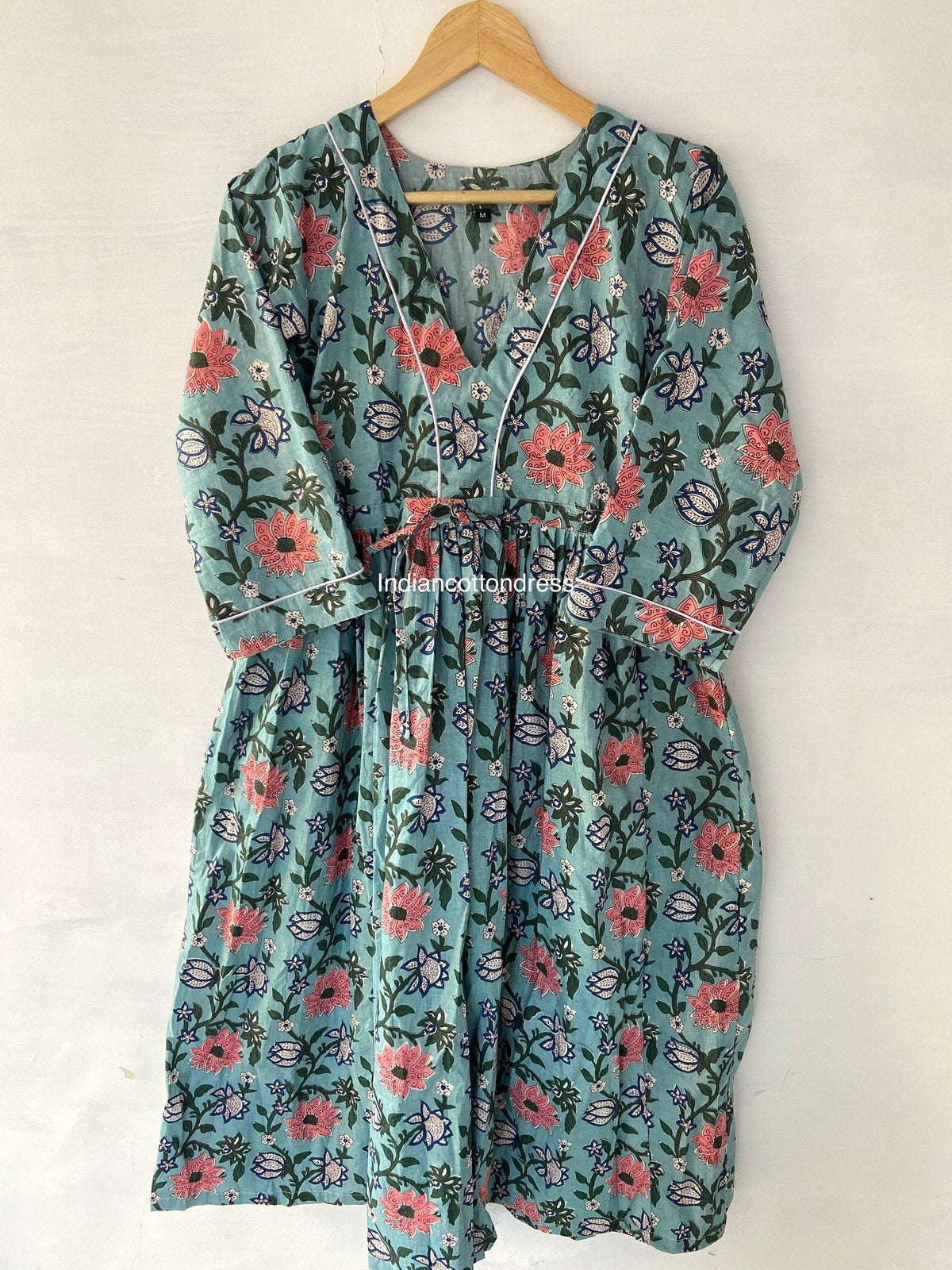 thumbnail image 1 of Handblock Cotton Dress, Floral Dresses,Cotton Long Dress,Blockprint Dress, Party Wear Dresses,Cotton Skater & Circle Dress, Handmade Dresses, 1 of 8