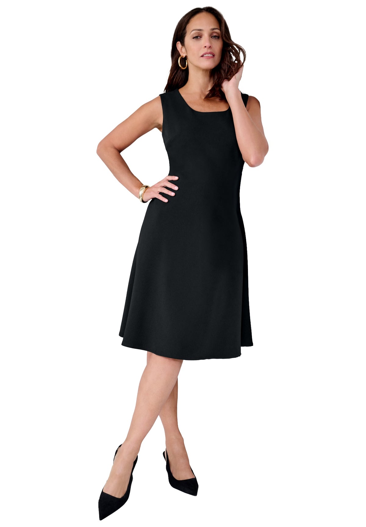 thumbnail image 1 of Jessica London Women's Plus Size Bi-Stretch Fit And Flare Dress, 1 of 3