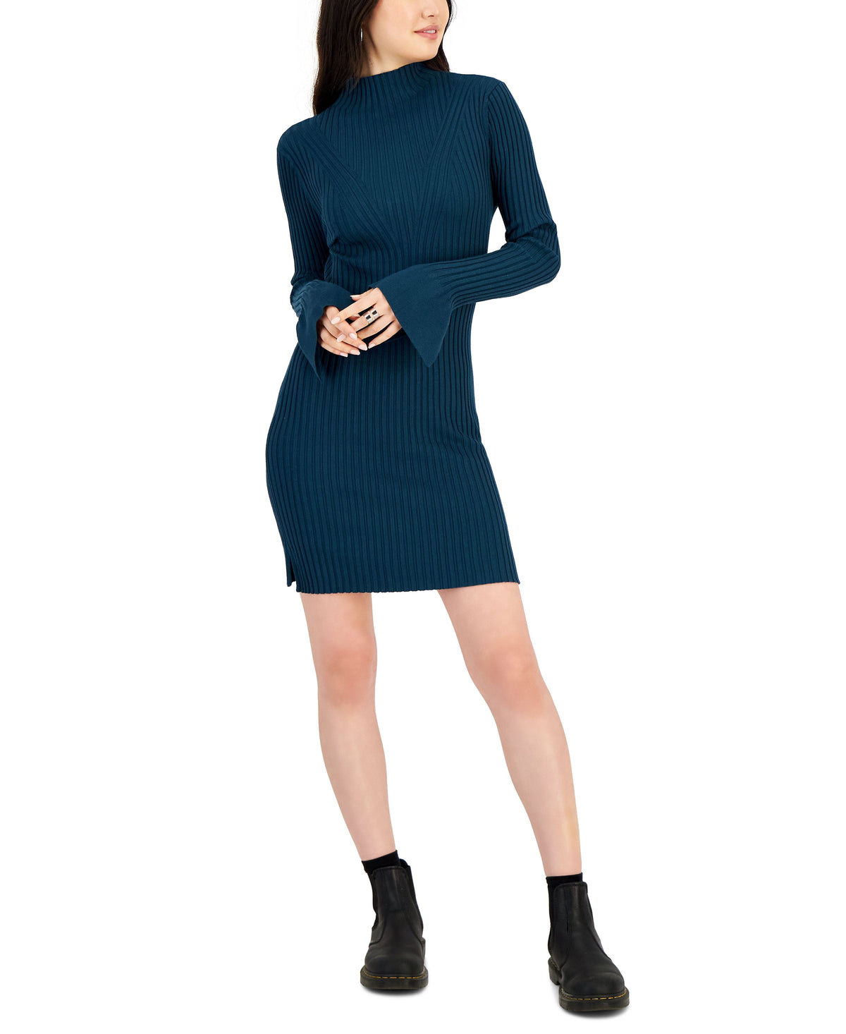 thumbnail image 1 of Juniors' Turtleneck Sweater Dress Teal Building XL, 1 of 1
