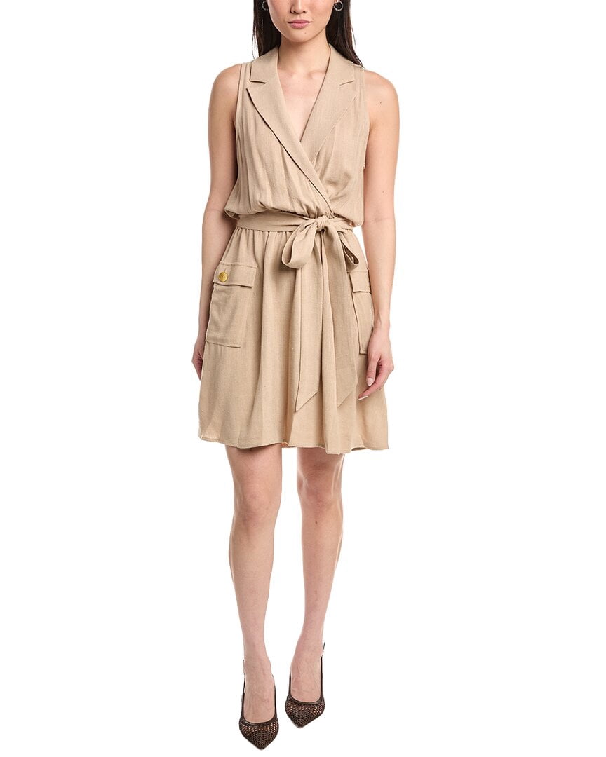 thumbnail image 1 of L’AGENCE womens L'AGENCE Cosima Military Linen-Blend Mini Dress, xs, Brown, 1 of 3
