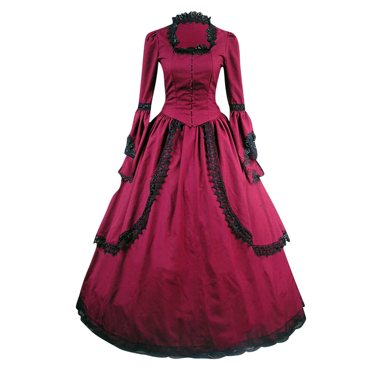 thumbnail image 1 of Zylnanna Women's Medieval Heavy Duty Long Sleeved Dress,Red, 1 of 5