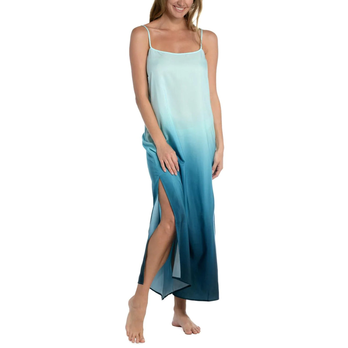 thumbnail image 1 of La Blanca Women's Oasis Beach Maxi Dress Ombré Cover-Up-Blue / S, 1 of 5