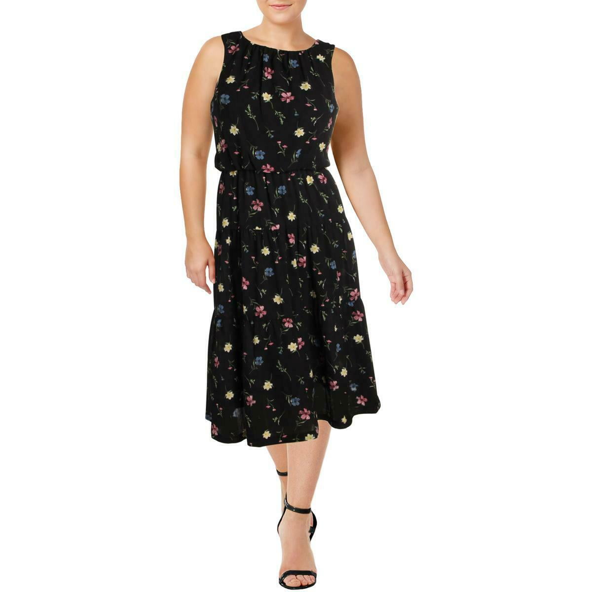 thumbnail image 1 of Lauren Ralph Lauren Womens Black Casual Crepe Floral Midi Dress 10, 1 of 2