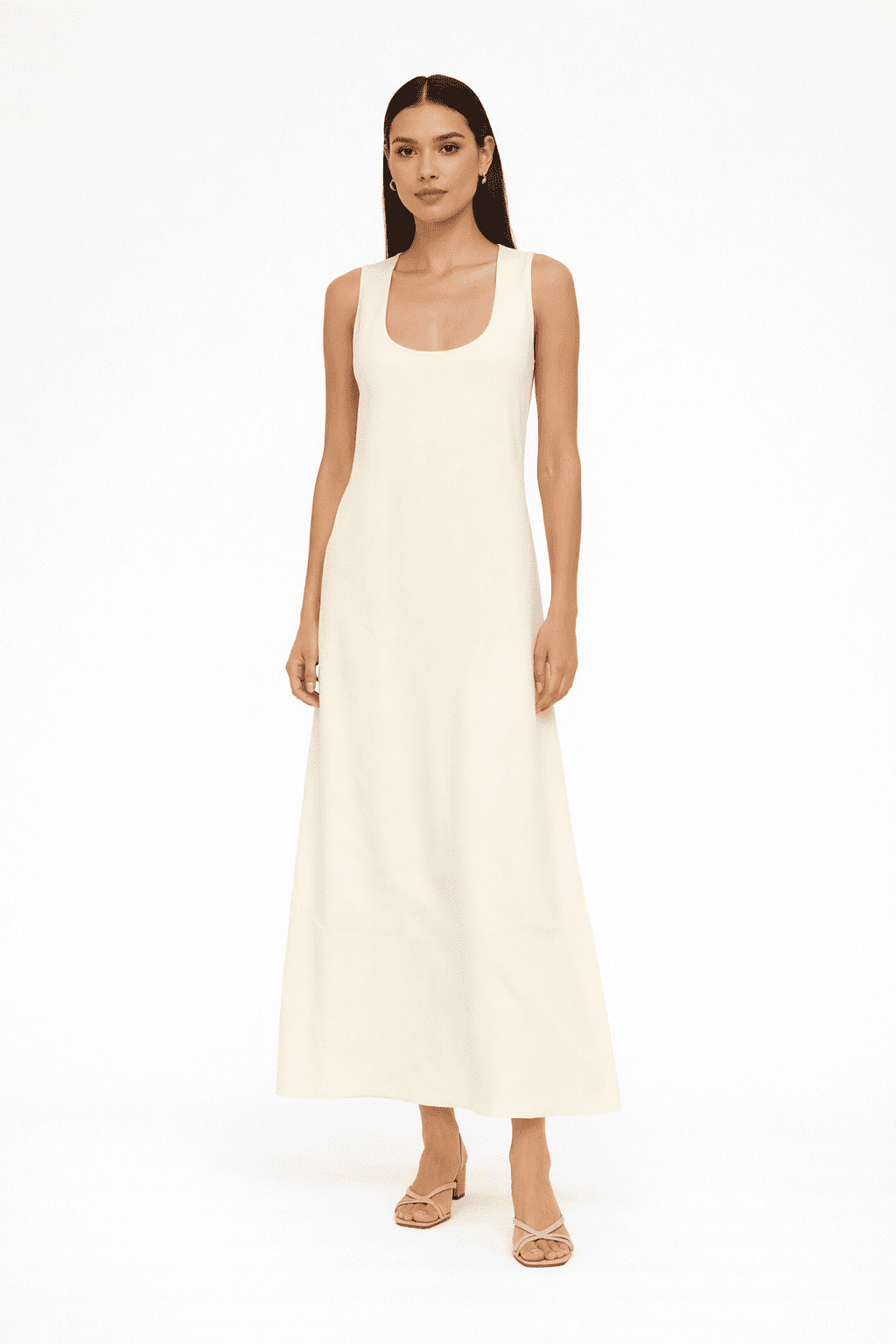 thumbnail image 1 of Live the Process Women's Ivory Sleeveless Scoop Neck Maxi Dress Medium, 1 of 1