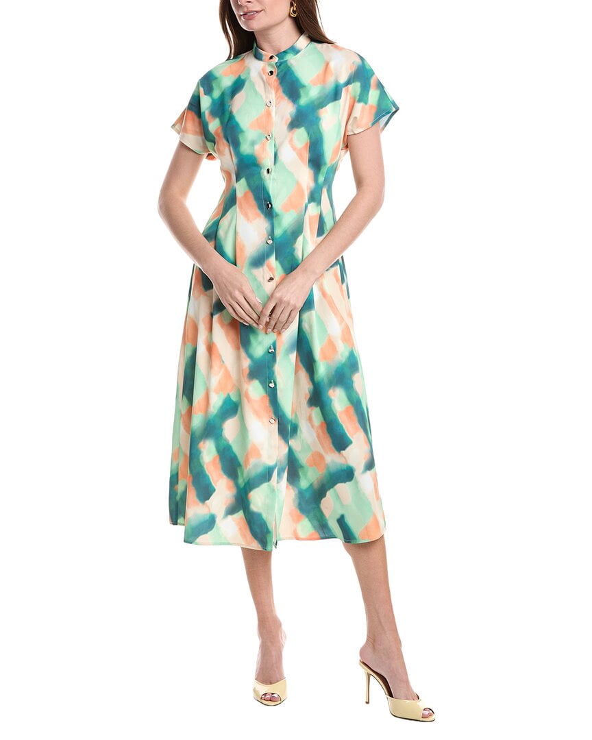 thumbnail image 1 of MISOOK womens Fit & Flare Crepe de Chine Button Up Maxi Dress, s, Green, 1 of 3