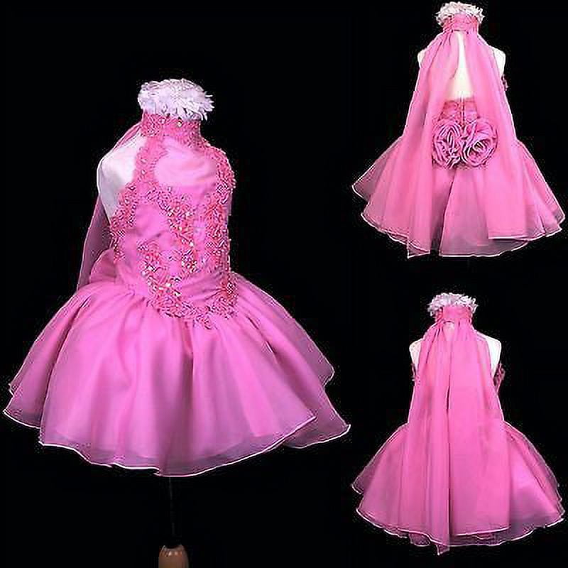 thumbnail image 1 of NEW INFANT BABY TODDLER GIRL PAGEANT FORMAL SHORT DRESS PINK 1-7 YEARS FUCHSIA, 1 of 7