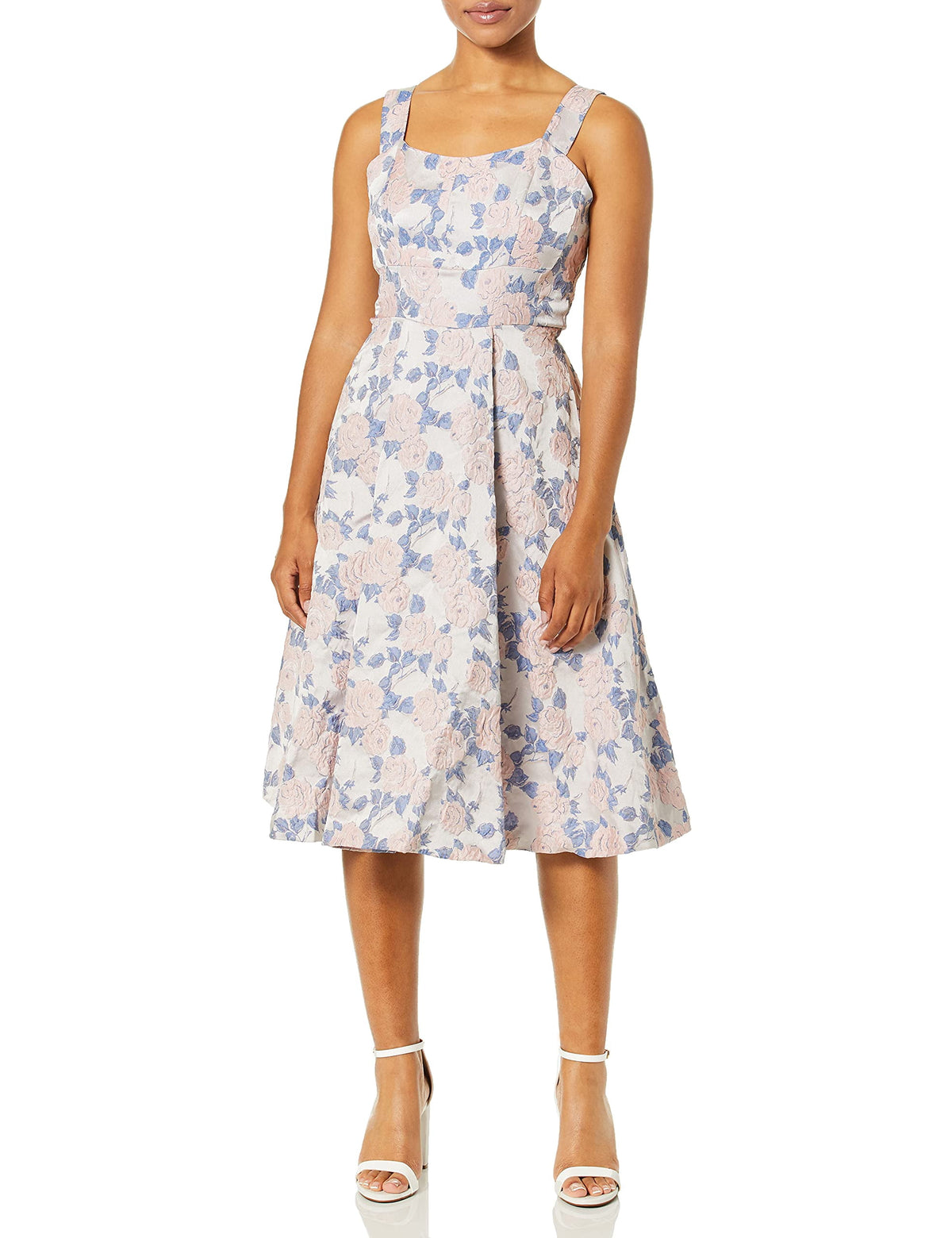 thumbnail image 1 of Nanette Nanette Lepore Women's Slvls Jacquard F&F Midi Dress, Sheer Pink/Multi, 8, 1 of 2