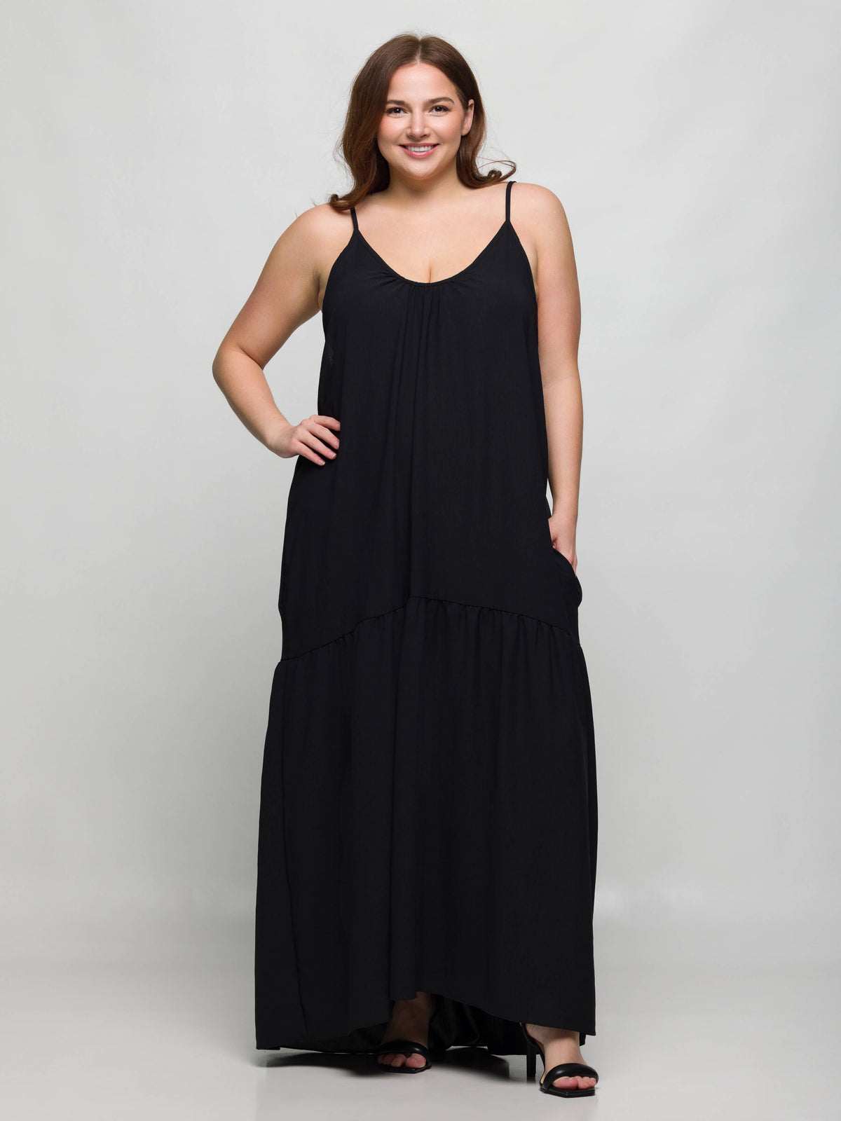 thumbnail image 1 of Plus Size Sleeveless Side Slit Fitted Midi Dress, 1 of 9