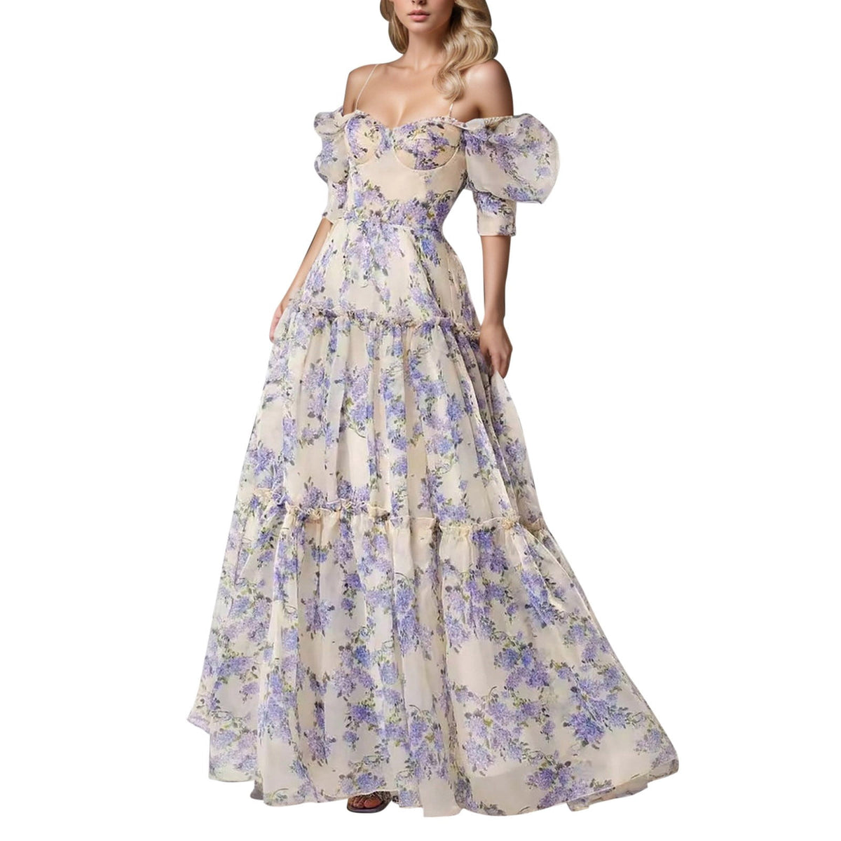 thumbnail image 1 of RGDYPKO Vacation Dresses For Women 2025 Fashionable Spring And Summer Off Shoulder Fashionable Fairy Long Elegant Evening Dress Slim Fit And Comfortable, 1 of 7