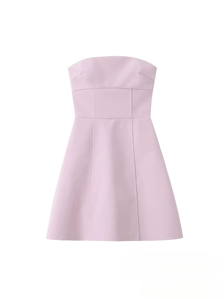 thumbnail image 1 of Sexy Chic Pink Women Dress Strapless Bow A-Line Mini Dress New Fashion 2025 Autumn sweet Party Dress, 1 of 8