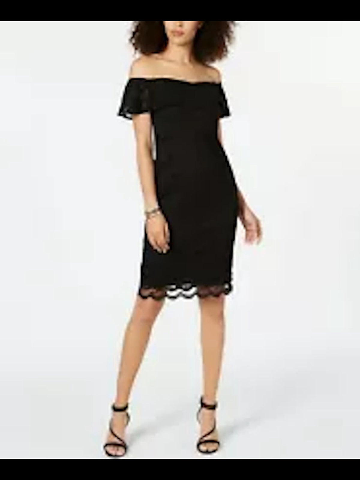 thumbnail image 1 of THALIA SODI $89 Womens New Black Off Shoulder Midi Body Con Cocktail Dress L B+B, 1 of 1